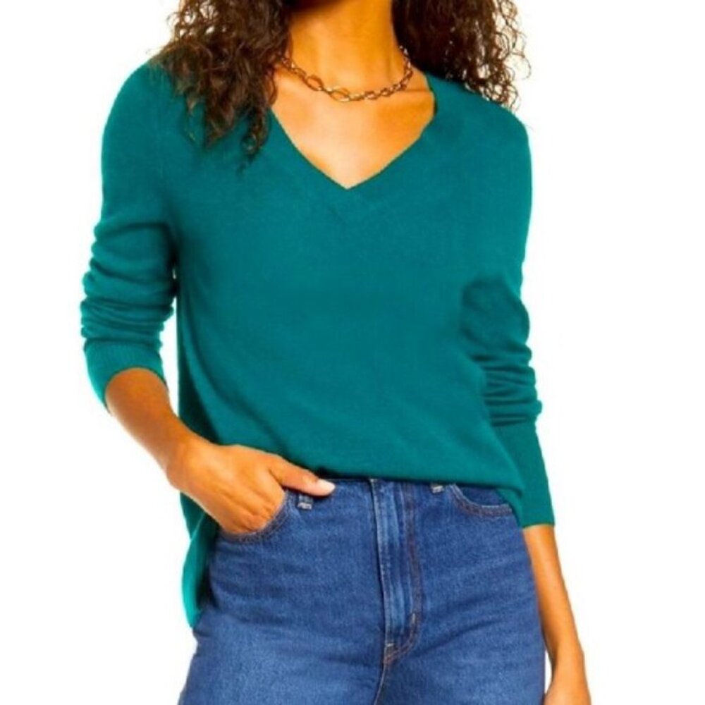 Halogen Teal V-Neck Knitwear